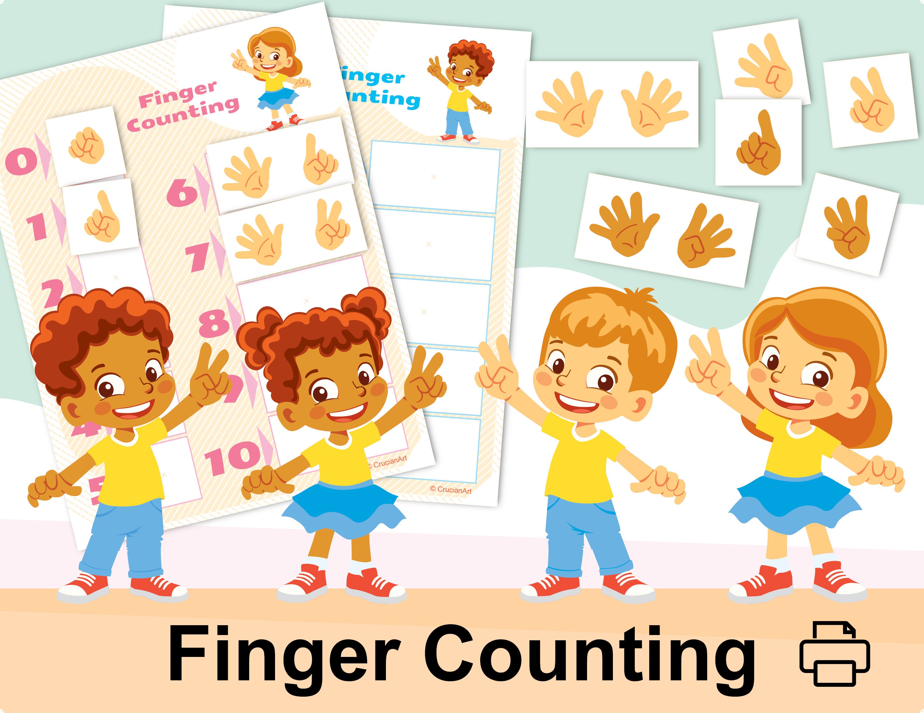 Finger Counting Printable Activity. Number Match Toddler and | Etsy