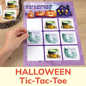Halloween Themed Tic-Tac-Toe Game: Toddler, Preschool, Kindergarten Printable Activity. Homeschooling and Classroom Printables.