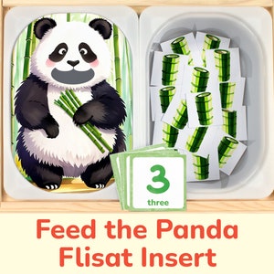 Feed the Panda Flisat Insert: Printable Insert Template for Sensory Table Bins. Counting Activity for Toddler. Preschool Learning Activities