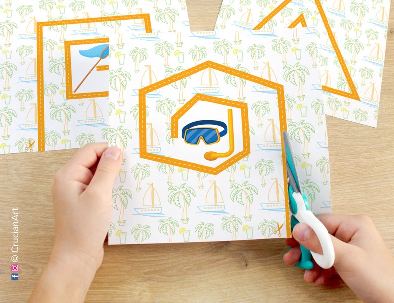 Boost Scissor Skills with Summer-Themed Cutting Practice! Printable resource for fine motor development, ideal for Preschool, Pre-K, Kindergarten. Classroom learning resources, homeschool educational material. DIY printables, vacation activities.