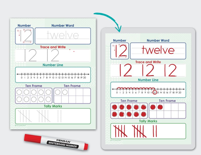 Numbers 11 to 20 Kindergarten Math Printable Worksheet. Homeschool ...