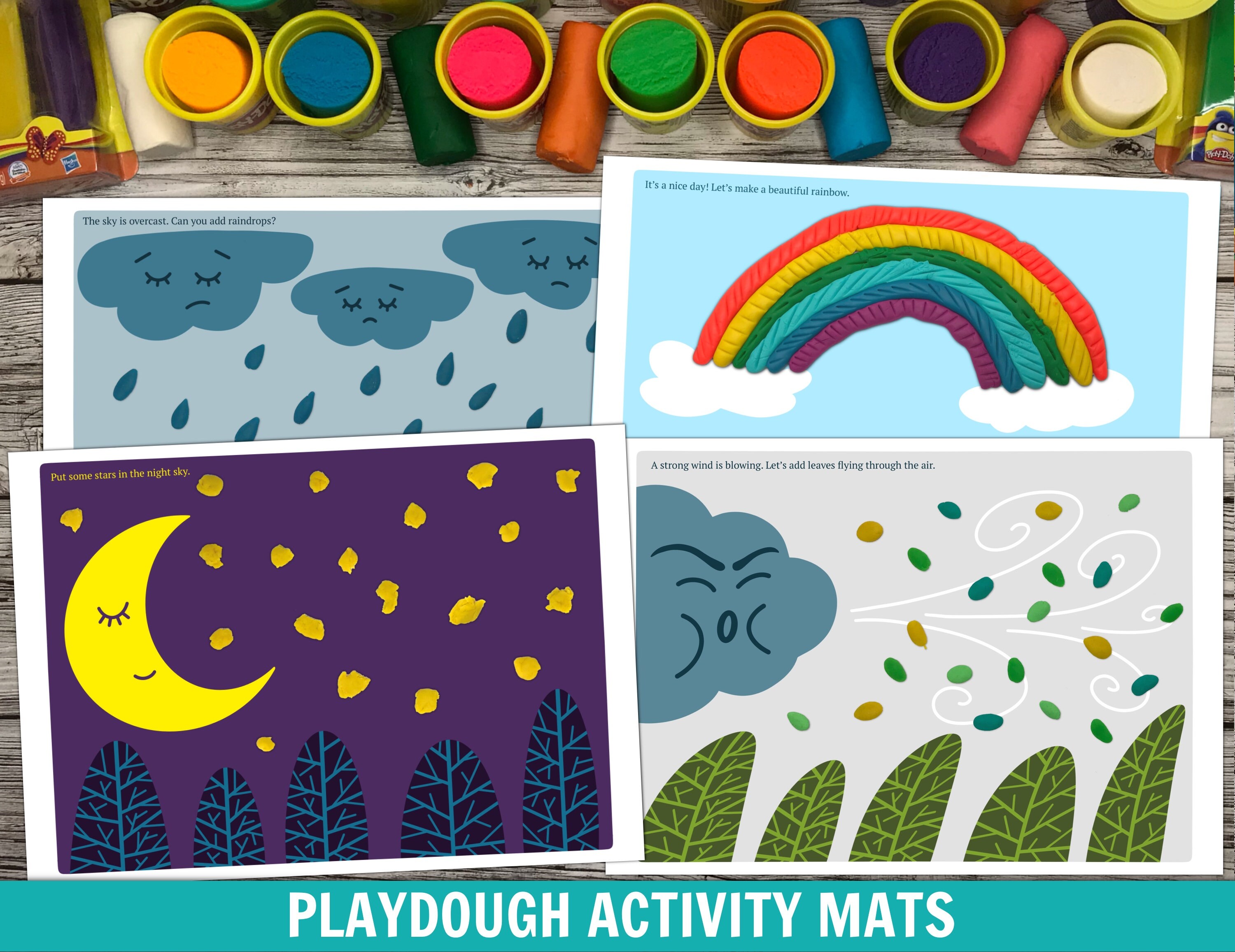 WEATHER PLAY DOUGH Printable Mats. Playdough Activity Mat for Etsy