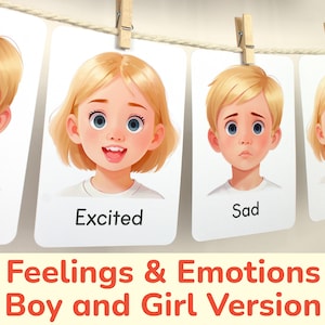 Emoties en gevoelens Flashcards. Afdrukbare leerflitskaarten. Kleuterschool, thuisonderwijs visueel materiaal. Educatieve bronnen voor in de klas