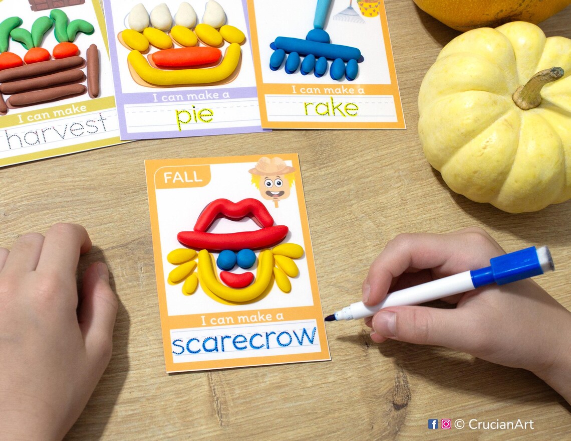 Fall Season Playdough Mats: Autumn Printable Play Dough Mat. Toddler ...