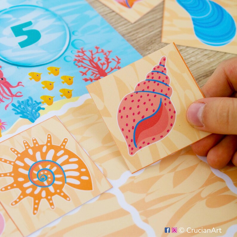Ocean Ten Frame: Seashell Counting Printable Activity, Preschool ...