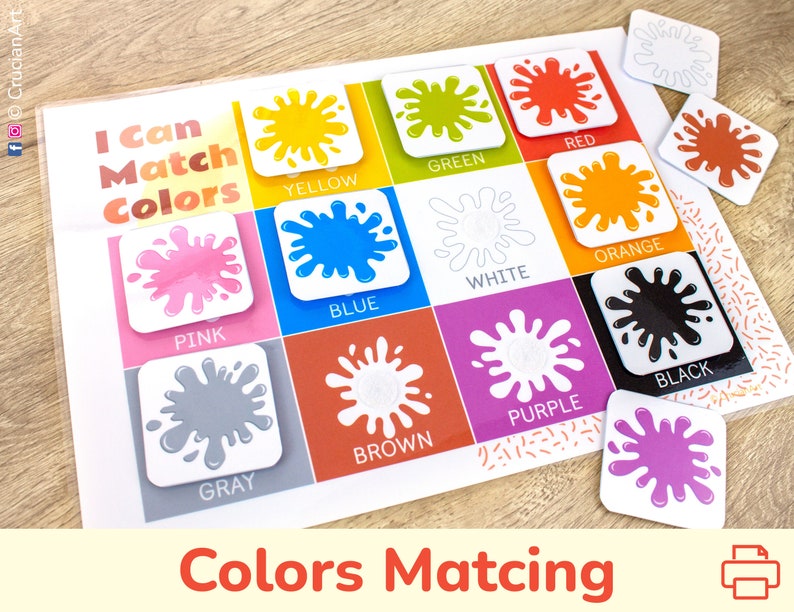Color Matching Printable Activity. Toddler Busy Book and Learning ...
