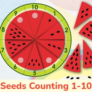Watermelon Counting Busy Book Activity for Toddler, Preschooler. Printable Learning Binder Worksheet