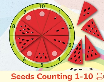 Watermelon Counting Busy Book Activity for Toddler, Preschooler. Printable Learning Binder Worksheet