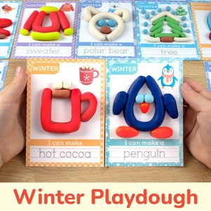 Winter Playdough Mats: Printable Play Dough Mat. Toddler Preschool Kindergarten Homeschool Educational Printables.