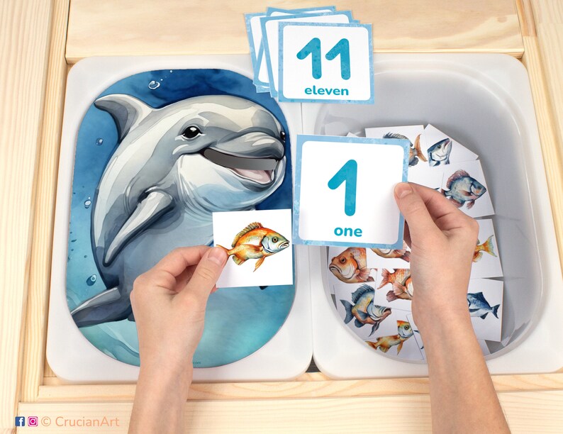 Feed the Dolphin Fish Flisat Insert: Counting up to 12 Ocean Printable ...