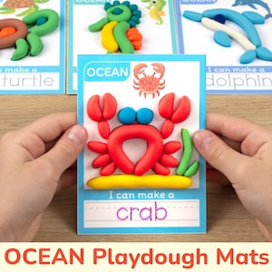 Ocean Animals Playdough Mats: Printable Play Dough Activity for Toddler, Preschool Learning Printables.