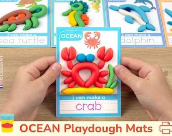 Ocean Animals Playdough Mats: Printable Play Dough Activity for Toddler, Preschool Learning Printables.