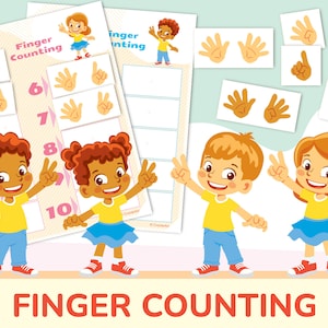 Finger Counting Printable Activity. Number Match Toddler and Preschool Worksheet, Busy Book Binder Page