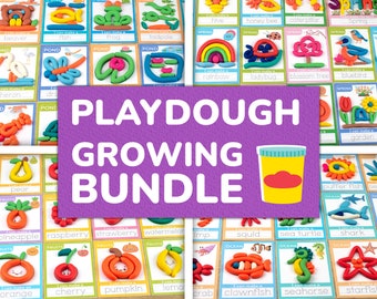Playdough Mats Growing Bundle: Set of Printable Play Dough Mat Templates, Toddler Printables, Preschool Activity Printables.
