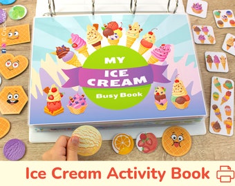 ICE CREAM Printable Busy Book. Preschool & Toddler Learning Activities. Busy Binder Resource. Educational Material