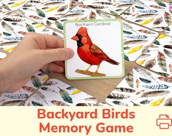 North American Backyard Birds Memory Game: Printable Matching Activity. Vocabulary Building, Visual Discrimination, Learning Resource