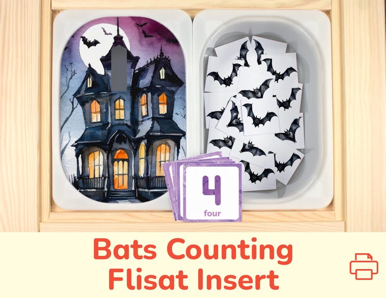 Haunted House Bat Hunt Flisat Insert Counting Activity for Sensory