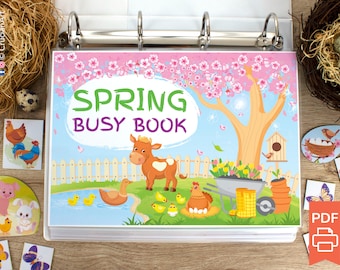 Spring Busy Book. Printable Preschool Activity Book. Preschool & Toddler Learning Binder. Busy Binder Activities.