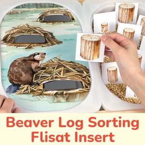 Beaver Lodge Flisat Insert: Logs Size Sorting Printable Activity for Sensory Table Bins. Toddler Preschool Insert Template for Spring Summer
