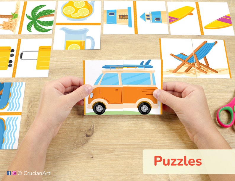 Boost Scissor Skills with Summer-Themed Cutting Practice! Printable resource for fine motor development, ideal for Preschool, Pre-K, Kindergarten. Classroom learning resources, homeschool educational material. DIY printables, vacation activities.