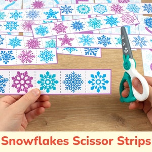 SNOWFLAKES Scissor Strips. Winter Unit Scissor Skills Activity. Preschool Cutting Strips. Kindergarten Cutting Practice Fine Motor Printable