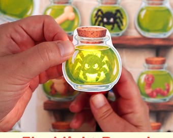 Actividad de linterna con poción mágica de bruja, revelación de imagen oculta de Halloween, material imprimible para preescolar.