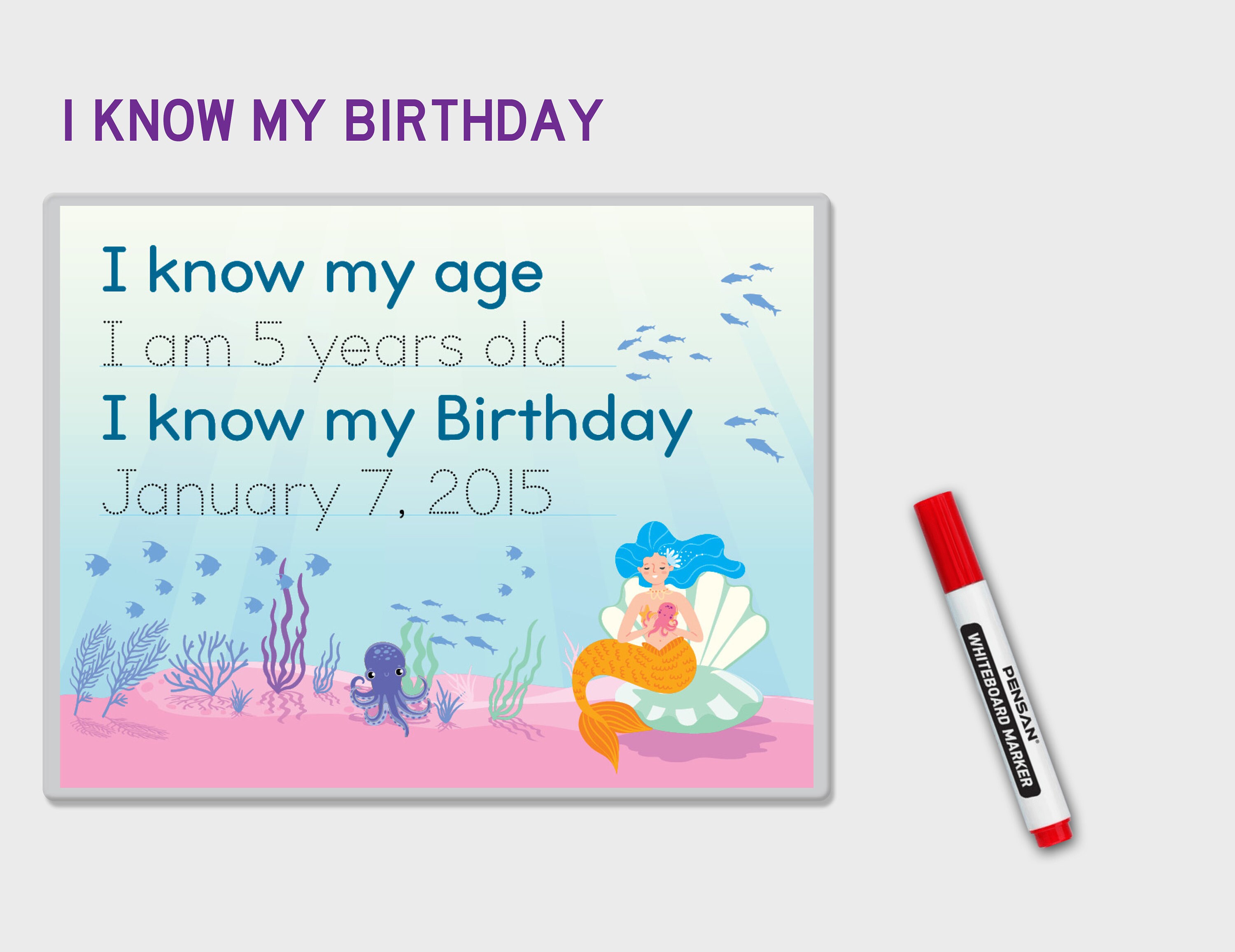 Custom Name Tracing Practice. Mermaid Handwriting Trace Personalized ...