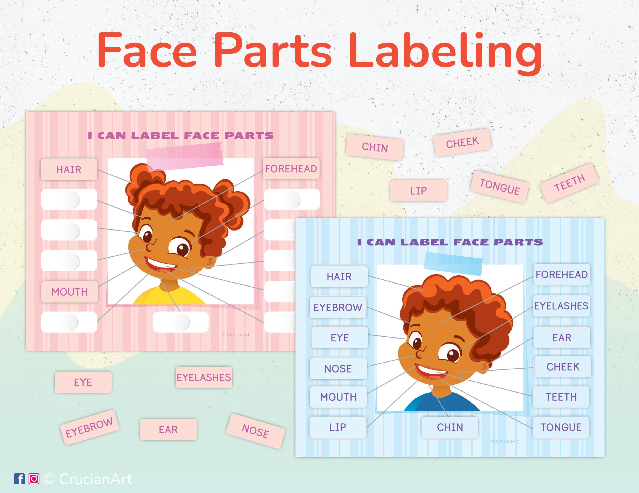 Body Parts and Face Parts Printable Worksheet. Learning | Etsy