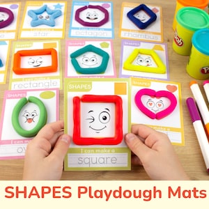 Forme des tapis de pâte à modeler. Activité de pâte à modeler imprimable. Ressource éducative pour la maternelle et le jardin d'enfants. Programme de mathématiques pour l'école maternelle à la maison.