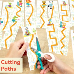 Boost Scissor Skills with Summer-Themed Cutting Practice! Printable resource for fine motor development, ideal for Preschool, Pre-K, Kindergarten. Classroom learning resources, homeschool educational material. DIY printables, vacation activities.