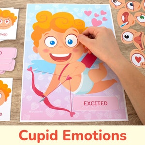 CUPID Emotions and Feelings. Valentine's Day Printable Activity. Toddler and Preschool Emotion Matching Activities.