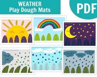 WEATHER PLAY DOUGH Printable Mats. Playdough Activity Mat for Toddler, Preschool, Homeschool.