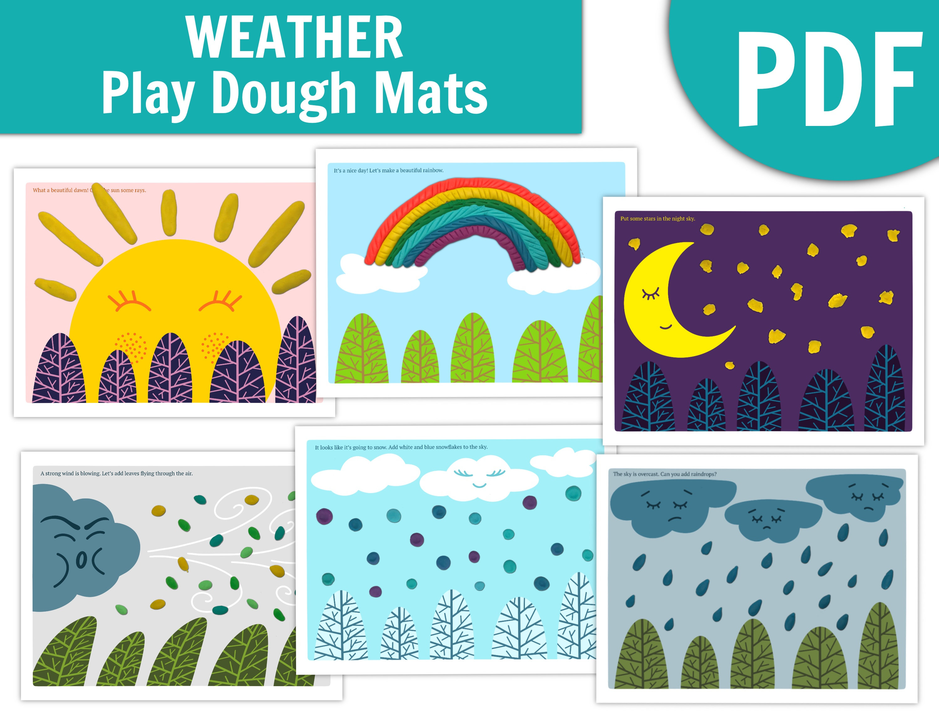 WEATHER PLAY DOUGH Printable Mats. Playdough Activity Mat for Etsy