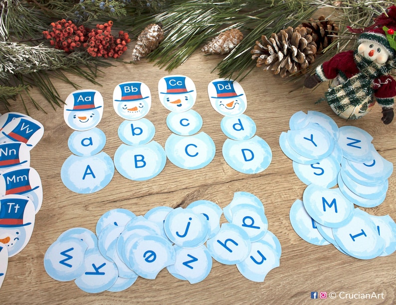 Snowman Alphabet Printable Activity for Preschool Toddler. Etsy