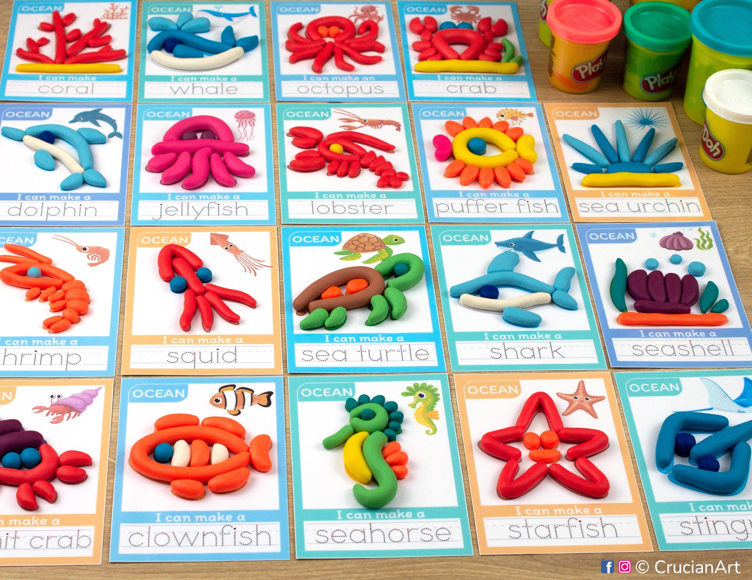 Sea Animal Playdough Mats - Free Printable for Summer - Taming Little  Monsters