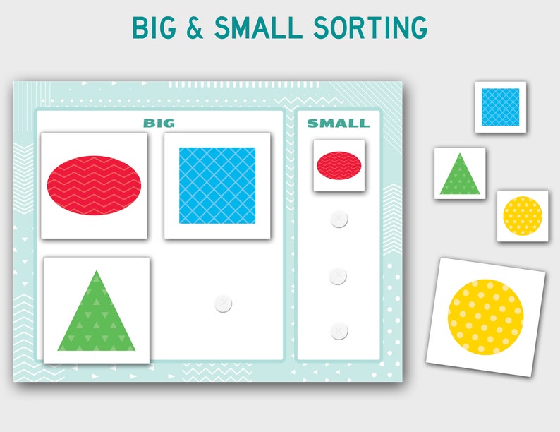 File Folder Game for Toddler Preschool Busy Book Page TD100 Shapes and Color Matching Activity Shape Match Printable Worksheets