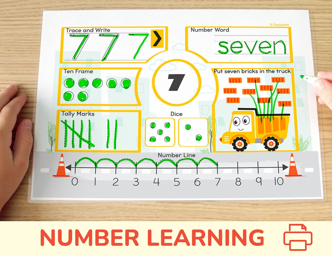 Construction Truck Number Tracing Workbook. Homeschool Etsy