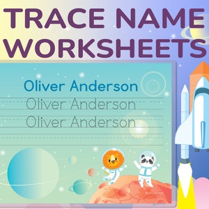 SPACE Custom Name Tracing Worksheet. Printable Personalize Trace Name Sheet. Name Tracing Preschool Learning Worksheet