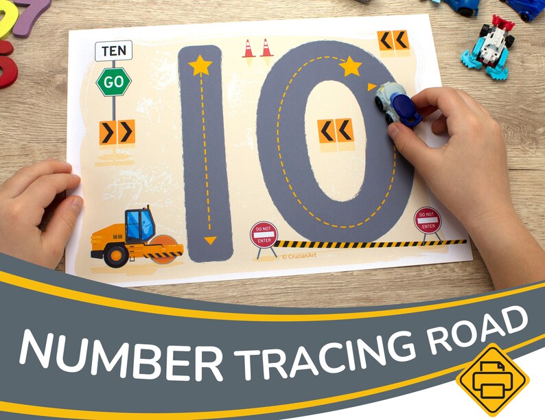numbers printable road mat for boys construction truck etsy