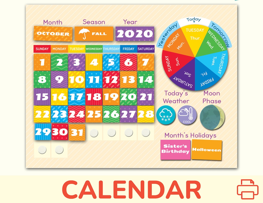 Circle Time Perpetual Calendar. Printable Circle Time Kindergarten, Pre ...