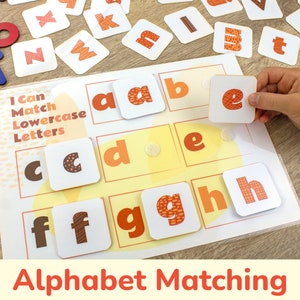 Alphabet Matching Printable Activity. Toddler Busy Book & Learning Binder Page. Match the Letters Preschool Educational Resource, Boho Style