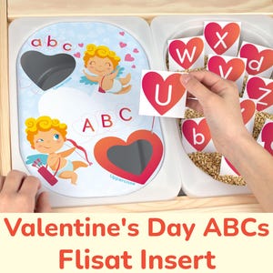 Actividad de clasificación del alfabeto del día de San Valentín: imprimibles de formación de letras, plantilla imprimible de inserción Flisat para mesa sensorial.
