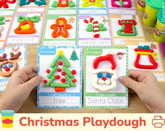 Christmas Playdough Mats: Toddler Preschool Kindergarten Play Dough Mat, Winter Homeschool Printables