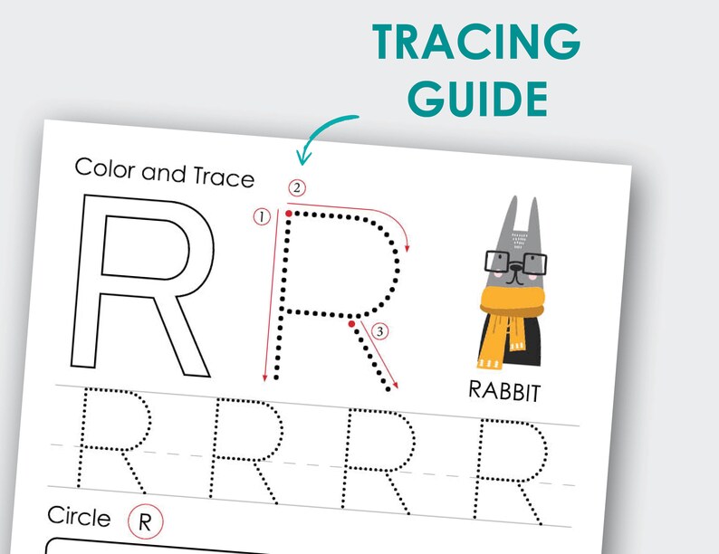 alphabet uppercase tracing worksheets abc letters printable etsy