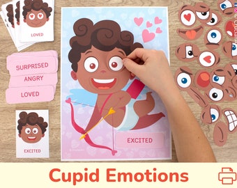 CUPID Emotions and Feelings. Valentine's Day Printable Activity. Toddler and Preschool Emotion Matching Activities.