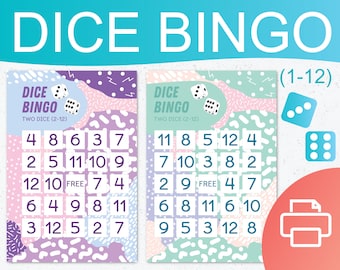 Dice Bingo Printable. Preschool Number Activity 1-12.
