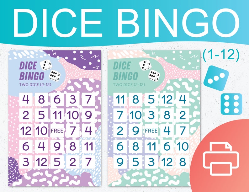 Dice Bingo Printable. Preschool Number Activity 112. Etsy