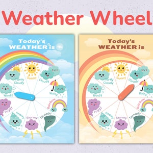 Weather Wheel Printable Toddler and Preschool Activity. Montessori Learning Material. Worksheet for Preschooler