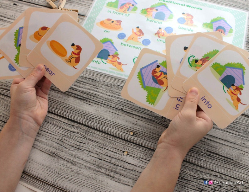 Positional Words Printable Cards. Preposition Flashcard. - Etsy