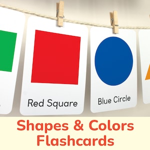 Vormen en kleuren Flashcards: visuele kaarten voor peuters, lesmateriaal voor kleuters, afdrukbaar educatief materiaal, printables voor de klas.
